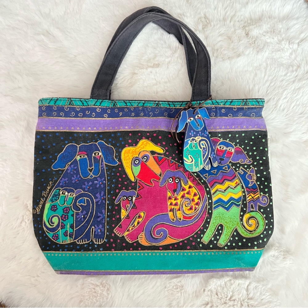 LAUREL BURCH whimsical art Multi Color Small DOG Print Tote